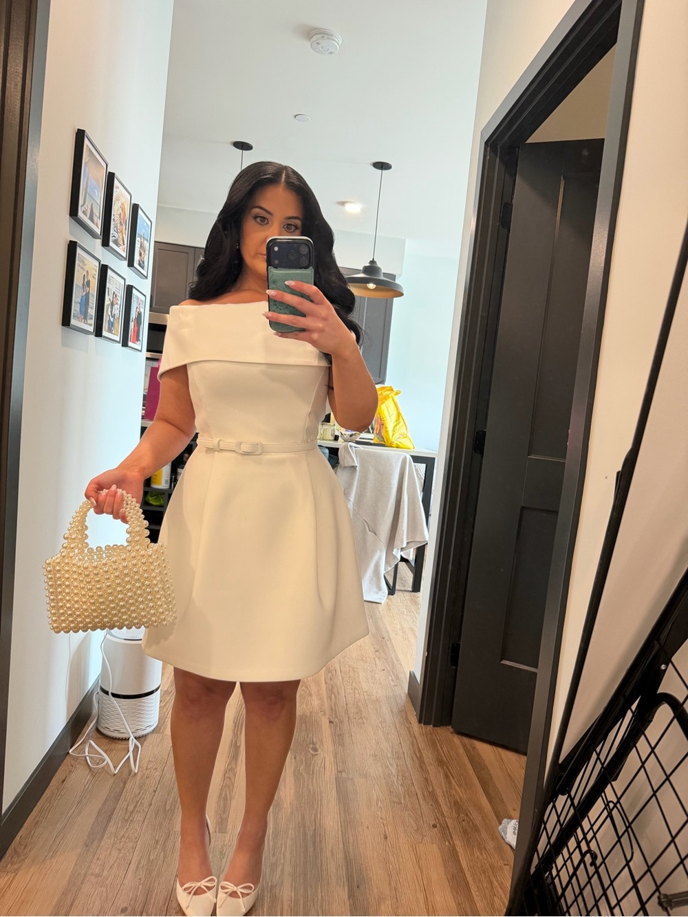 NADINE MERABI Harper Dress - bridal White Strapless Off-Shoulder Mini Dress